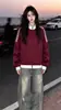Sudadera con capucha y cremallera de manga larga con lunares y bloques de color, personalidad de nicho moderna americana, chaqueta para mujer, estilo casual de otoño e invierno, top versátil