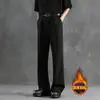 Nuevos Pantalones de Traje de Terciopelo Negro de Pierna Recta Holgada Estilo Coreano Ins de Moda para Hombre, Otoño e Invierno 2025