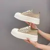 Sapatos de Lona com Plataforma Aumenta-Altura para Mulheres 2026 Verão Novo Malha Respirável Casual Esportivo Versátil Sapatos de Plataforma Finos