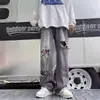 Calça jeans com cruz para homens, nova coleção primavera/outono 2026, estilo streetwear americano, modelagem solta, plus size, perna larga, corte reto