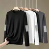 [Destacado] Camiseta de manga larga para hombre, adecuada para primavera y otoño, estilo casual, cuello redondo, corte holgado, transpirable, versátil y ligera, camiseta interior