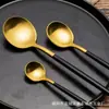 Cubiertos de acero inoxidable 304 para redes sociales, cuchillo, tenedor, cuchara, Amazon, vajilla para restaurante occidental, negro, oro, polvo de platino, oro, venta al por mayor