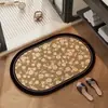 Tapete de Chão de Terra de Diatomáceas Estilo Americano Floral para Banheiro, Entrada de Vaso Sanitário, Tapete Antiderrapante, Tapete Absorvente de Secagem Rápida para Banheiro