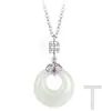 Collar de Plata de Ley S925 con Hebilla de Calcedonia de la Paz para Mujer, Colgante Pequeño con Forma de Cintura Ruyi, Cadena para Clavícula Estilo Chino Tendencia Nacional, Regalo para Novia