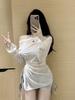2026 Nuevo Estilo de Una Sola Manga Larga Adelgazante Cubierta Pura Deseo Vacaciones en Aguas Termales Traje de Baño de Dos Piezas Bikini para Mujer Conjunto de Tres Piezas