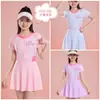 Traje de baño de Nuevo Estilo para Niñas, Oculta el Vientre, Adelgazante, de Dos Piezas, Estilo Casual, Anti-Exposición, Traje de Baño para Aguas Termales