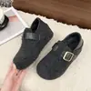 Em estoque~Superfície de tecido de lã altura 7cm sola grossa que aumenta altura sapatos Birkenstock sapatos femininos sapatos Mary Jane com pelúcia para aquecimento segunda sapatos de algodão