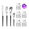 Venta caliente transfronteriza vajilla de acero inoxidable Serie Luna Creciente Cuchillo, tenedor y cuchara occidentales para 6 personas juego de 24 piezas traje de caja de color