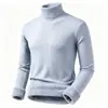 Suéter de cuello alto con forro de polar para hombre, tejido de punto polar engrosado de una pieza para invierno, jersey base cálido ajustado estilo coreano para hombre