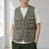 Chaleco de trabajo de fotografía multibolsillos con logo, adecuado para primavera y otoño, para pesca, actividades al aire libre y trabajo; disponible en tallas grandes