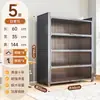 Armário de Armazenamento de Aço Prateleira de Armazenamento Doméstico Estante de Livros para Quarto Armário de Armazenamento Multi-Camadas de Piso para Varanda com Porta Armário de Armazenamento para Sala de Estar