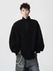 Sudadera fina de estilo americano deconstruida con media cremallera para hombre, talla grande, elegante y genial, chaqueta tipo pullover, marca de tendencia de invierno, ropa de hombre de alta gama