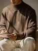 Suéter de Lana Lyocell de 7 Agujas con Cuello Alto para Hombre, Estilo Old Money Otoño/Invierno 2026, Suéter Cálido y Grueso de Punto Acanalado