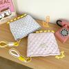 Bolsa de almacenamiento pequeña con diseño floral de estilo coreano para mujer, bolsa de cosméticos a cuadros fresca, bolsa de almacenamiento para cosméticos, bolsa de lavado
