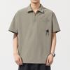 Polo Americano de Alta Qualidade com Meio Zíper, Manga Curta, Bolsos Funcionais, Corte Solto, Casual, Camiseta Tooling Masculina de Verão