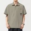 Camisa Polo Masculina Anyang com Zíper Parcial e Gola Lapela de Manga Curta 2026 Novo Estilo de Verão com Bolso Funcional Solta Casual