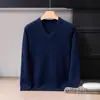 2025 100 Cachemira Pura Prendas de Punto Tejido Suelto Prendas de Punto Prendas de Punto para Vestir Debajo Otoño e Invierno Nuevo para Hombre Cuello en V Doble Hilo Engrosado