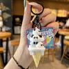Lindo Peluche de Panda Lindo Apilamiento de Helados Coche Musical Llavero Colgante Dibujos Animados Exquisito Colgante de Bolsa para Pareja