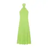 Bestseller Transfronterizo de AliExpress 2026 Primavera Nuevo Vestido de Color Sólido para Mujer con Cuello Halter y Tiras Cruzadas 7894712