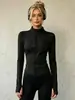 Chaqueta Deportiva con Cuello Alto y Cremallera para Mujer Ropa de Yoga Manga Larga con Agujeros para el Pulgar Alta Elasticidad Ropa Europea y Americana para Fitness Running Entrenamiento