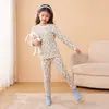 Pijama feminino, algodão puro, roupas de outono para meninas, conjunto de roupa íntima térmica, camiseta base de algodão para bebês e crianças no inverno