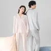 [Algodón Roumo] Pijamas de Sensación Fresca para Mujer, Pijamas Suaves y Transpirables de Manga Larga para Hombre, Ropa de Casa Pijamas para Mujer para Primavera y Verano
