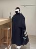 Bufanda de Estilo Holgado, Cuello Semi Alto, Abrigo de Lana Doble Faz de Dos Botones, Superficie Larga A, Chaqueta Caliente Engrosada de Alta Gama