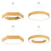 Lámpara Colgante LED Diseño Creativo Redonda/Hexagonal con Textura de Madera para Jardín de Infantes, Gimnasio, Salón de Baile, Yoga