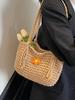 Explosões de Primavera e Verão Estilo Mori Pequena Fresca Tecida Linha Grossa Cesta de Legumes Bolsa Moda Combina com Tudo Doce Estilo Simples Bolsa de Ombro Feminina