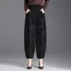 Pantalones harén cálidos y sencillos de jacquard para mujer, nuevo estilo otoño 2026, de cintura alta, adelgazantes, holgados, gruesos, cropped, casual, modernos