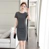 Vestido de Verano Nuevo Estilo de Manga Corta Falso Dos Piezas al por Mayor, Uniforme de Trabajo de Alta Gama y Elegante para Salones de Belleza, Joyerías y Oficinas Inmobiliarias