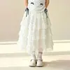 Conjunto de Roupa de Verão para Meninas: Novo Conjunto Versátil de Duas Peças com Acabamento em Renda e Manga Curta para Crianças Maiores