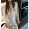 Chaleco de Punto con Cuello en V Estilo Coreano Seleccionado Cuidadosamente para Mujer, Botones de Diseñador, Capa Base para Vestir por Debajo, Para Superponer y Adelgazar, Top Cardigan sin Mangas