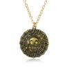 Collar con colgante de calavera para hombre, cadena con moneda de oro azteca, joyería de películas europeas y americanas de Piratas del Caribe