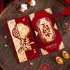 2026 Nuevos Sobres Rojos de Terciopelo de Alta Calidad para Bodas, Sobres para Regalo de Boda con Personajes Felices, Al Por Mayor