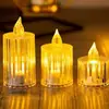 Luz de Vela de Engrenagem Transparente Transfronteiriça LED Vela Digital Vela de Chá Bar Festa de Aniversário Luz Decorativa Vela de Cristal