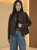 Nueva Chaqueta de Cuero Retro Primavera/Otoño 2026 para Mujer, Chaqueta Corta de Cuero Gamuza a la Moda, Estilo Motociclista, Talla Pequeña, Ropa de Abrigo con Cuello Alto
