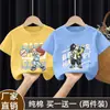 Camiseta de Manga Curta para Meninos 2026 Roupas Infantis Verão Nova Tendência Legal e Estilosa Algodão Puro Infantil Moda Desenho Animado Camiseta de Meia Manga