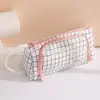 Estojo de lápis simples cor sólida grande capacidade estilo coreano VIP para alunos do ensino fundamental II e médio, estojo de lona fresco, design triangular multifuncional