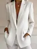 Blazer liso de color sólido, corte holgado, estilo minimalista europeo y americano, chaqueta de traje casual versátil con solapa para ir al trabajo, de un solo botón