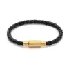 Pulseira de Corda de Couro 4.0 em Aço Inoxidável, Unissex, Impermeável, Pulseira de Casal, Corda Trançada, em Estoque Atacado