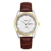 Reloj de Pareja con Correa de Cuero Patrón Cocodrilo, Reloj de Cuarzo Resistente al Agua con Doble Calendario, Reloj de Negocios para Viajeros Hombres y Mujeres, Directo de la Fábrica Fuente