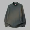 Camiseta Americana de Algodão Puro Pesado 260g Masculina Manga Longa Gola Alta Meia Gola Camisa para Usar por Baixo com Gola Média Camisa Pequena Top de Algodão Puro