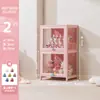 Vitrina de Cristal Rosa para Guardar y Exhibir Artículos, Vitrina a Prueba de Polvo, Armario de Almacenamiento, Vitrina para Figuras