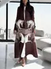 Cárdigan Abrigo Plisado Estilo Miyake con Estampado, Ropa Étnica para Mujer Tallas Grandes, Moda Transfronteriza Europea y Americana, Capa Abrigo Plisado