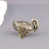 Pieza de Artesanía Sólida Vintage de Ganso y Pato para Tocar el Arco de Latón Puro para Decoración del Hogar, Mascota de Té de Escritorio y Adorno