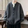 Estilo Old Money Retrô Falso Duas Peças Suéter de Tricô Pesado Gola Alta Masculino Outono Inverno Meia-Gola Quente Preguiçoso Versátil