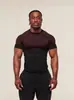 Amazon Comercio Exterior Ropa Deportiva para Hombre de Manga Corta GYM Fitness Running Entrenamiento Elástica Moda Estampada Camiseta de Cuello Redondo