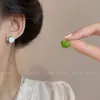 ¡Un Dulce Bocado! Pendientes Verdes Asimétricos Dulces, Pendientes Perforados de Esmalte con Goteo de Aceite Estilo Infantil Estrella Explosiva de Moda para Mujer