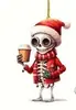 Colgante de Calavera Súper Genial de Acrílico 2D Adorno Colgante para Coche Decoración Navideña Colgante Llavero de Mochila Decoración de Regalo